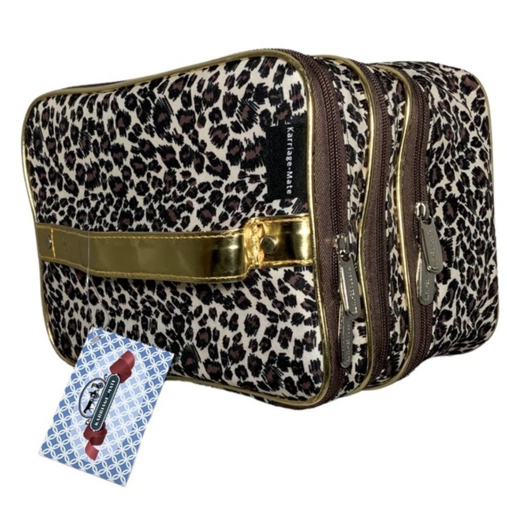 Travel Cosmetic Large Case Animal Print Leopard Packable Jewelry Collapsible NWT - Picture 1 of 15